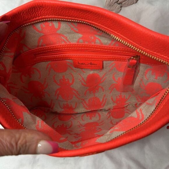 India Hicks Carmen Leather Clutch In Flamingo. - Picture 8 of 13